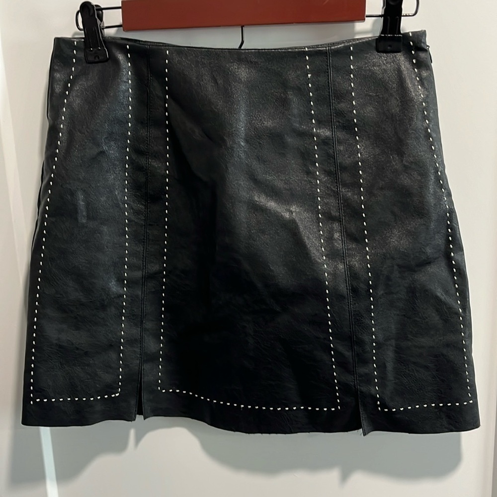 Altar’d State Black Faux Leather Mini Skirt Small EUC